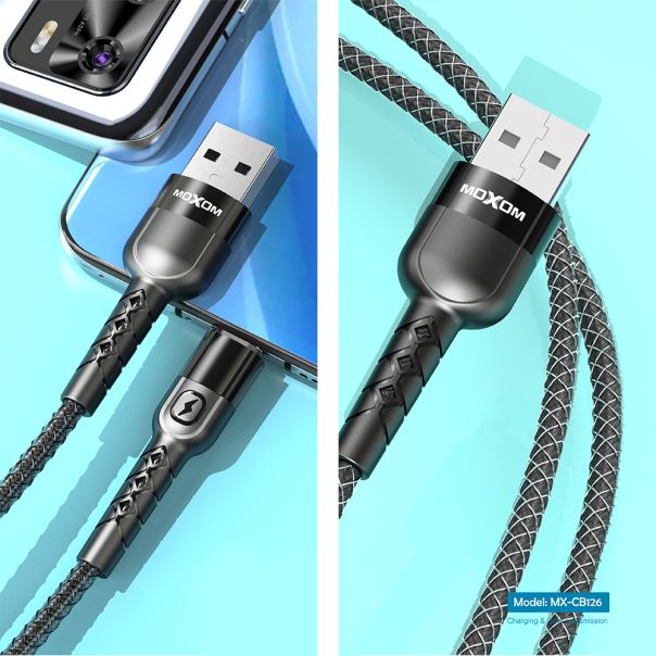 MOXOM USB data kabl MX-CB126 3A Lightning 1m, crna - U2063