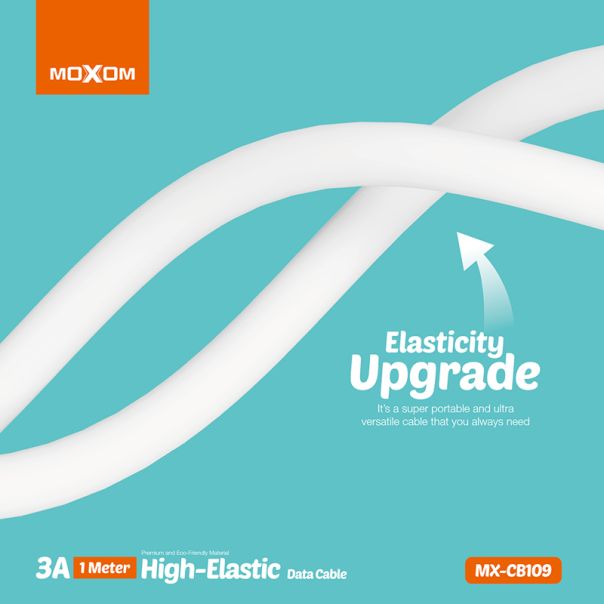 MOXOM USB data kabal MX-CB109 3A Type C 1m, bela - U2068-1