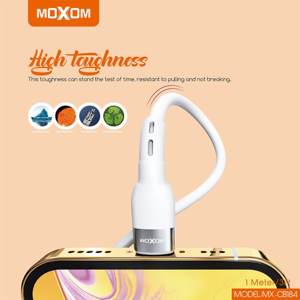 MOXOM USB data kabl MX-CB184 3A Type C 1m, bela - U2069