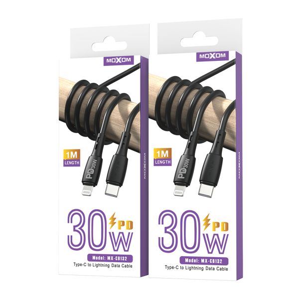 MOXOM USB data kabl MX-CB132 PD 30W Type-C na Lightning 1m, crna - U2075