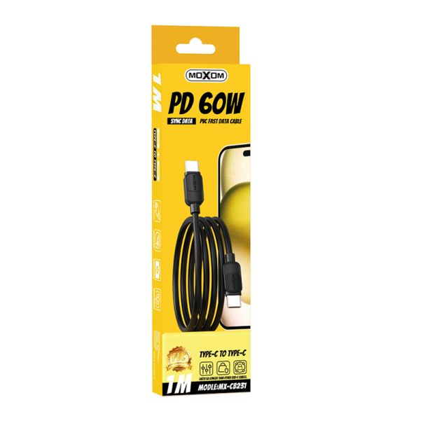 MOXOM USB data kabal MX-CB231 PD 60W Type-C na Type-C 1m, crna - U2079