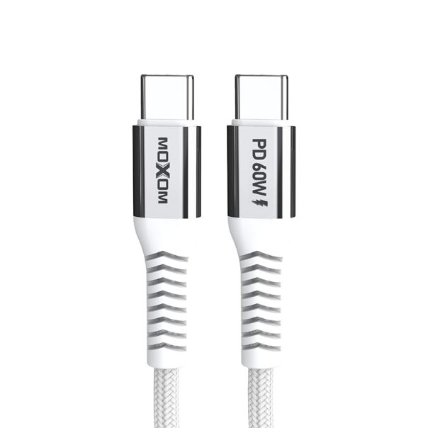 MOXOM USB data kabal MX-CB235 PD 60W Type-C na Type-C 1m, bela - U2080