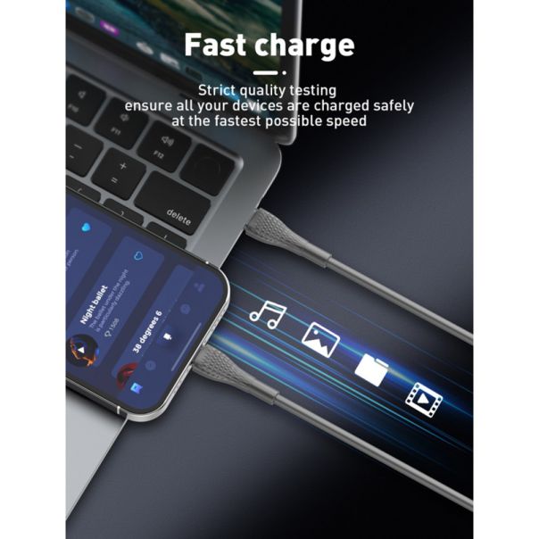 LDNIO USB data kabal LC671 Type-C na Lightning 1m, crna - U2083