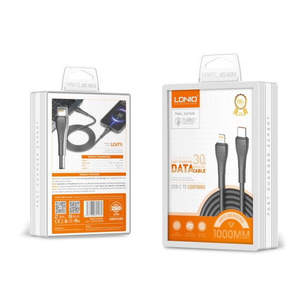LDNIO USB data kabal LC671 Type-C na Lightning 1m, crna - U2083