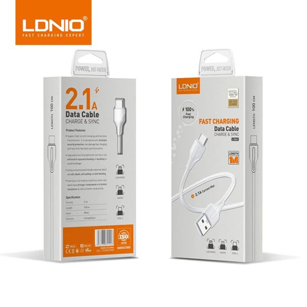 LDNIO USB data kabal LS541 Type-C 1m, bela - U2087
