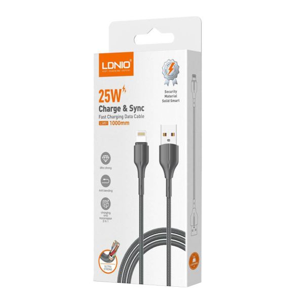 LDNIO USB data kabal LS851 Lightning 1m, crna - U2090
