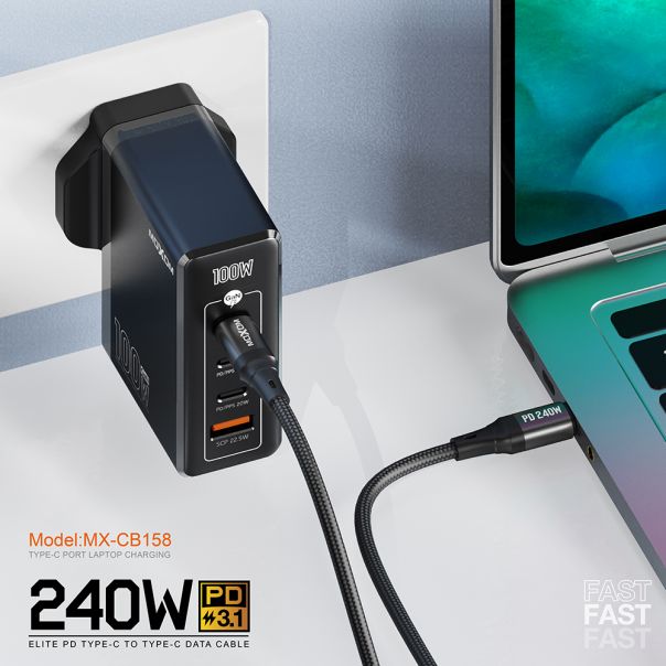 MOXOM USB data kabl MX-CB158 PD, 240W, Type-C na Type-C, crna - U2113
