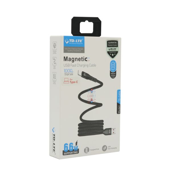 USB Data kabl Magnetic TD-CA94 USB A na Type C, 66W, crna - U2119