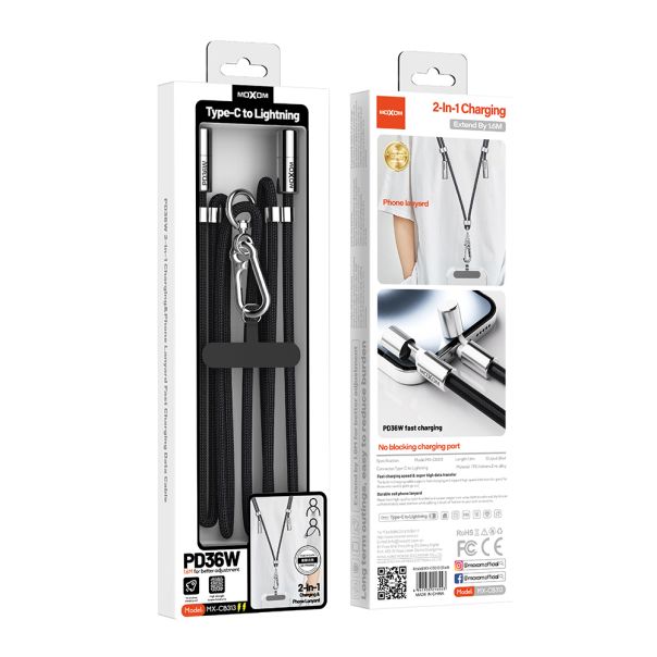 MOXOM USB data kabal MX-CB313 Type-C to Lightning strap, crna - U2140