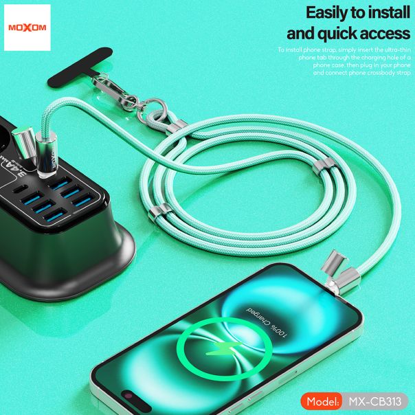 MOXOM USB data kabal MX-CB313 Type-C to Lightning strap, plava - U2142