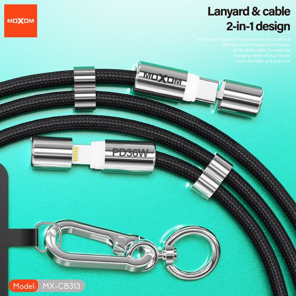 MOXOM USB data kabal MX-CB313 Type-C to Lightning strap, plava - U2142