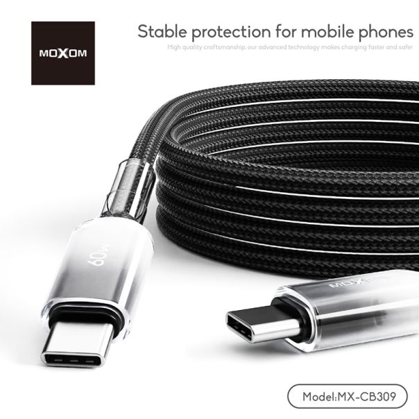 MOXOM USB data kabal MX-CB309 Type C na Type C PD 60W 1m, zlatna - U2143