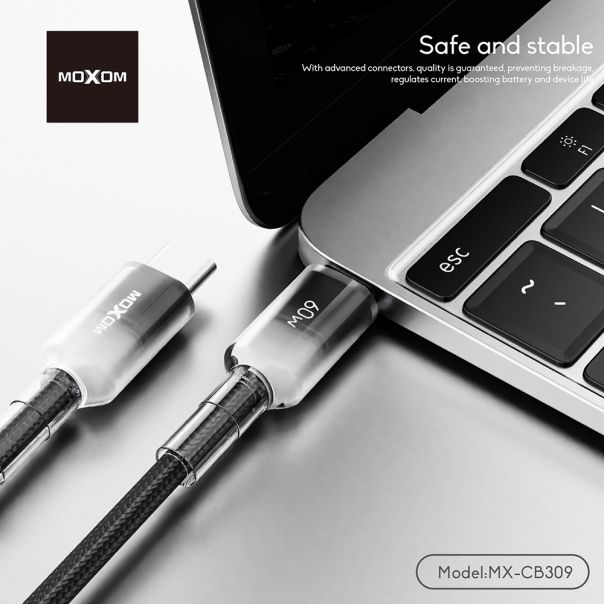 MOXOM USB data kabal MX-CB309 60W Fast Type-C na Type-C, crna - U2147
