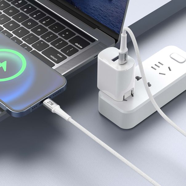 SUPERIOR Kabl SU-K150 pleteni 27W 3A Type-C na Lightning 1m, bela - U2151