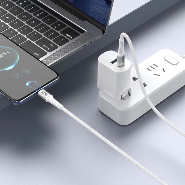 SUPERIOR Kabl SU-K152 pleteni Fast 100W 5A Type C to Type C 1m, bela - U2153