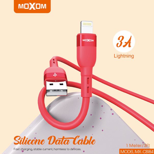 USB data kabal Moxom MX-CB184 silicone Type C 3A 1m crveni - EP3168787