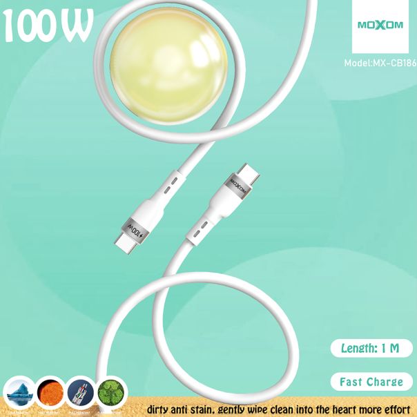 USB data kabal Moxom MX-CB186 silicone Type C na Type C 100W 1m crni - EP3168799
