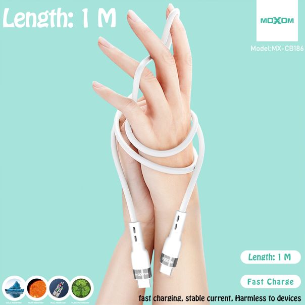 USB data kabal Moxom MX-CB186 silicone Type C na Type C 100W 1m crni - EP3168799