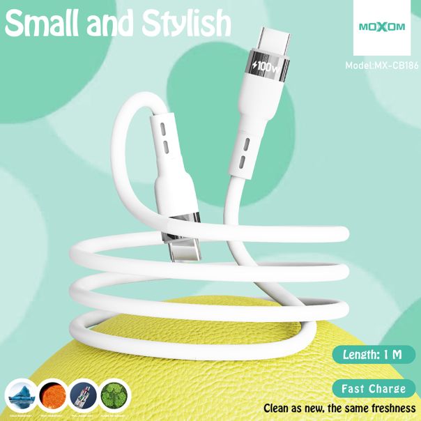USB data kabal Moxom MX-CB186 silicone Type C na Type C 100W 1m crni - EP3168799
