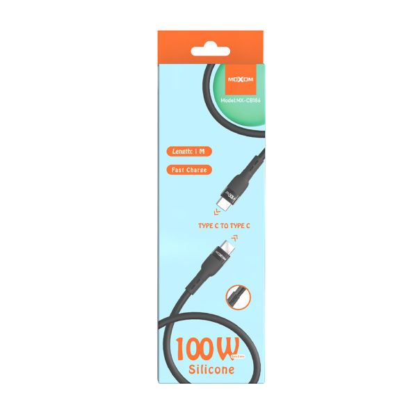 USB data kabal Moxom MX-CB186 silicone Type C na Type C 100W 1m crni - EP3168799