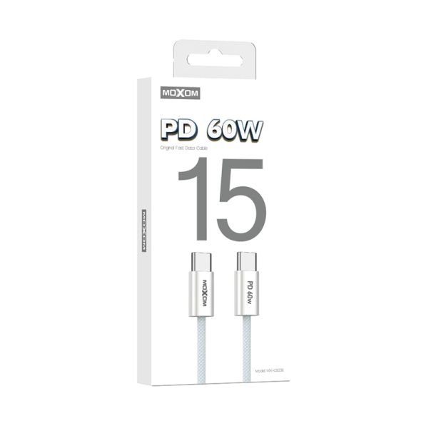 MOXOM USB data kabl MX-CB238 60W Type-C na Type-C, bela - U2201