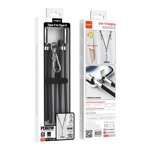 MOXOM Kabal MX-CB312 Type C to Type C strap, crna - U2206