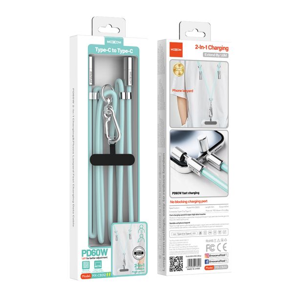 MOXOM Kabal MX-CB312 Type C to Type C strap, plava - U2208