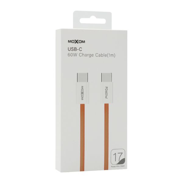 MOXOM USB data kabal MX-CB369 pleteni Fast 60W 3A Type-C na Type-C, 1m, narandžasta - U2214