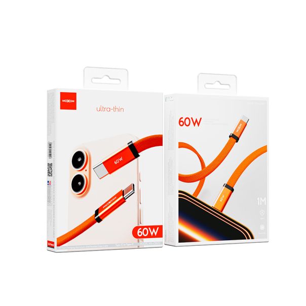 USB data kabal MOXOM MX-CB372 pleteni Fast 60W 3A Type-C na Type-C 1m narandzasti - EP2944379