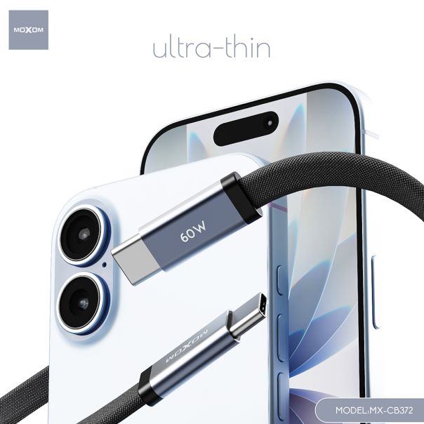 USB data kabal MOXOM MX-CB372 pleteni Fast 60W 3A Type-C na Type-C 1m narandzasti - EP2944379