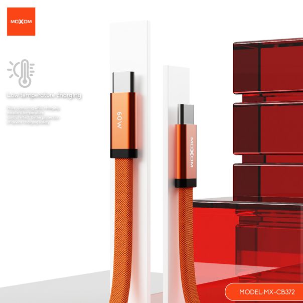 USB data kabal MOXOM MX-CB372 pleteni Fast 60W 3A Type-C na Type-C 1m narandzasti - EP2944379