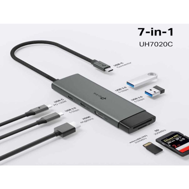 TP LINK Hub TP-LINK USB Type-C 7-Port Hub/1USB-C /1 HDMI 4K 60Hz Port,1 × USB-C PD 100W Port,1 × SD - EP2382560
