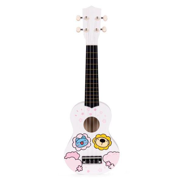 ECO TOYS Ukulele drvena gitara za decu sa 4 najlonske žice i trzalicom bela– ecotoys - EP2749307