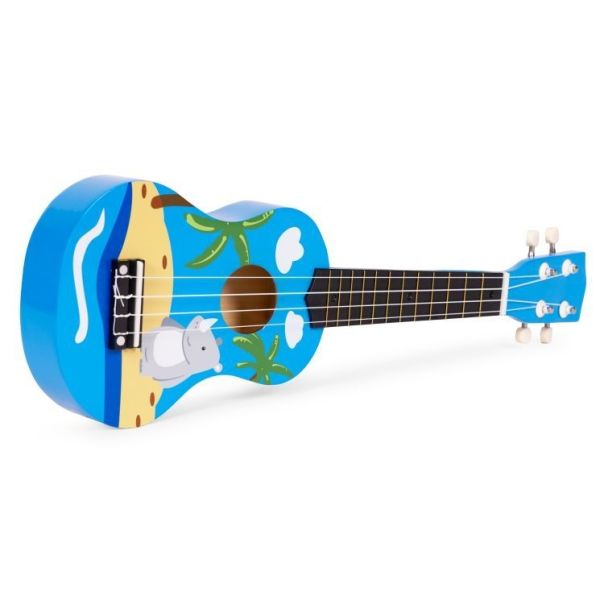 ECO TOYS Ukulele drvena gitara za decu sa 4 najlonske žice i trzalicom plava – ecotoys - EP2749304