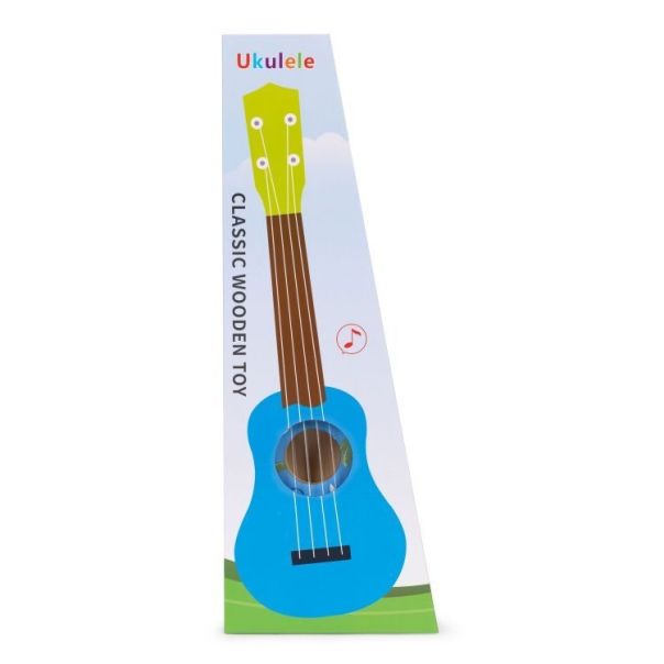 ECO TOYS Ukulele drvena gitara za decu sa 4 najlonske žice i trzalicom plava – ecotoys - EP2749304