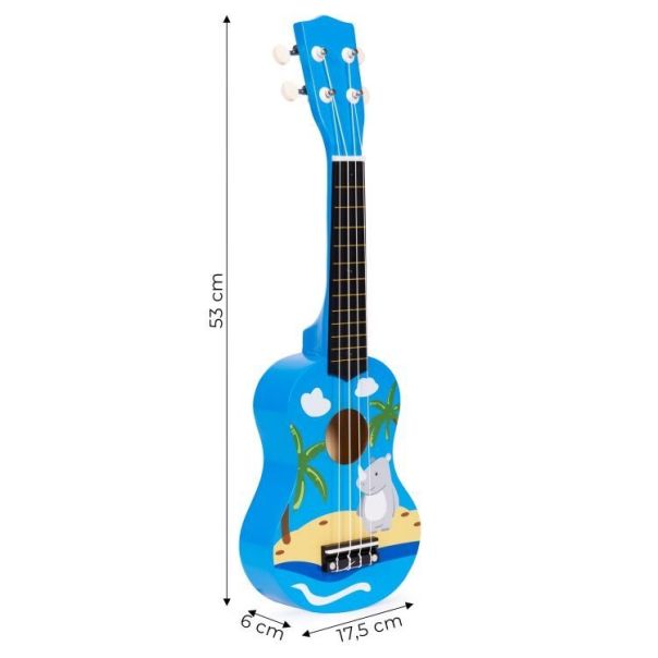ECO TOYS Ukulele drvena gitara za decu sa 4 najlonske žice i trzalicom plava – ecotoys - EP2749304