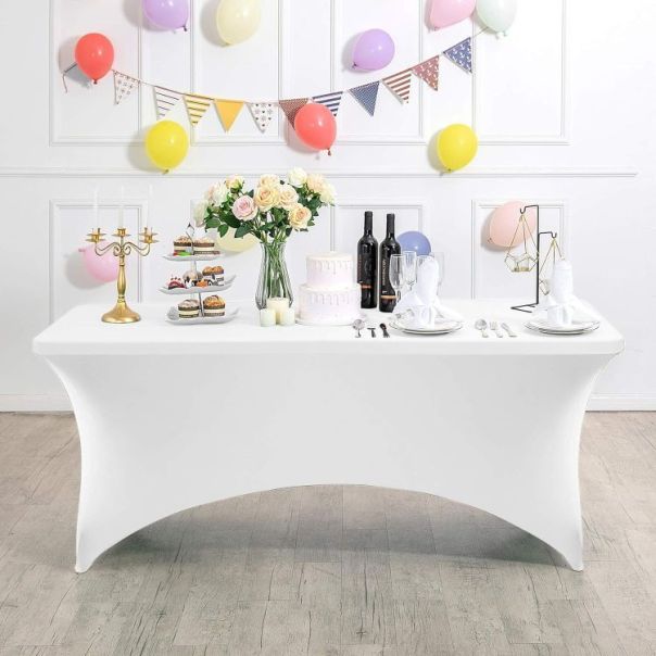 MODERNHOME Univerzalna navlaka za sto 180cm, bela - HTSP6FT WHITE