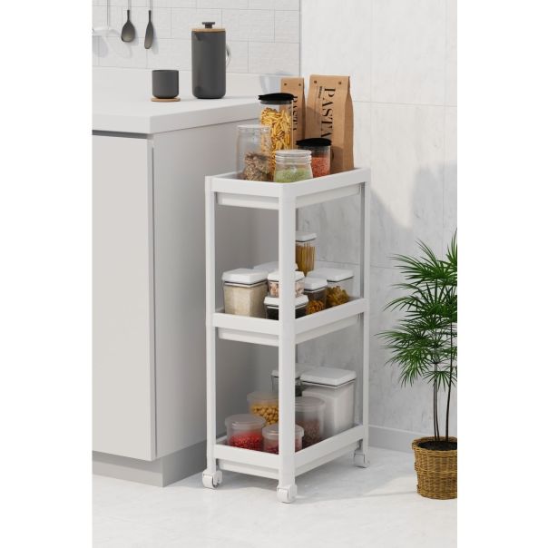 BOLZZ Univerzalna polica sa točkićima 3 nivoa bela - EP2881469