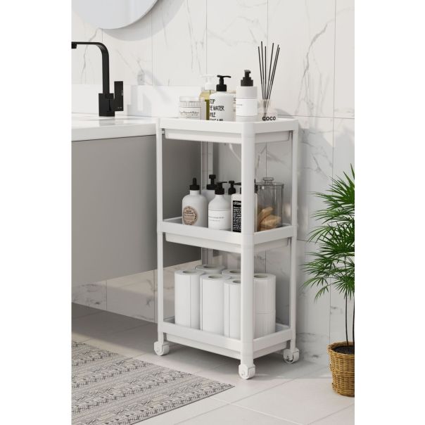 BOLZZ Univerzalna polica sa točkićima 3 nivoa bela - EP2881469