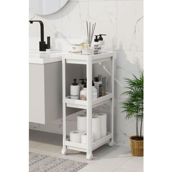 BOLZZ Univerzalna polica sa točkićima 3 nivoa bela - EP2881469