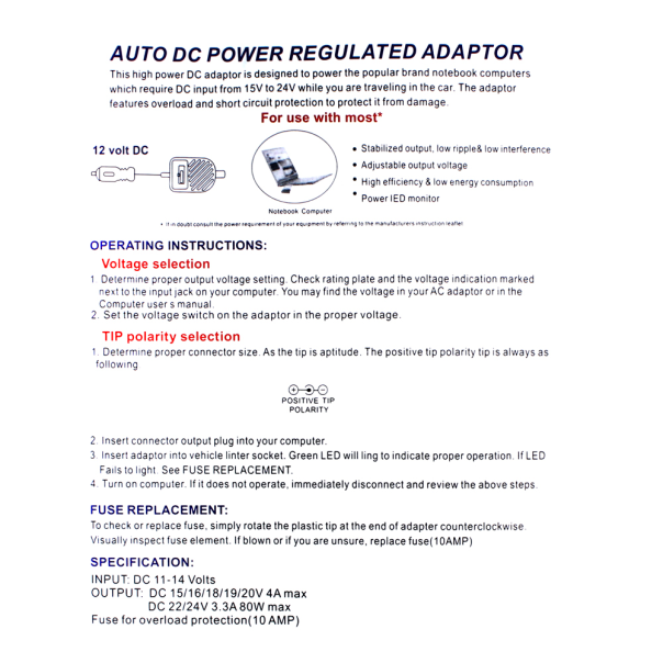 Univerzalni Auto punjac za laptop - 96529-1