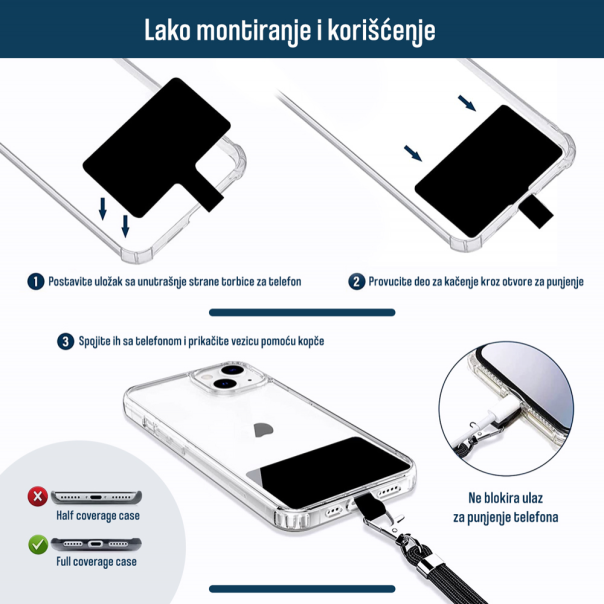 Univerzalni držač telefona Crossbody plavi - 220882