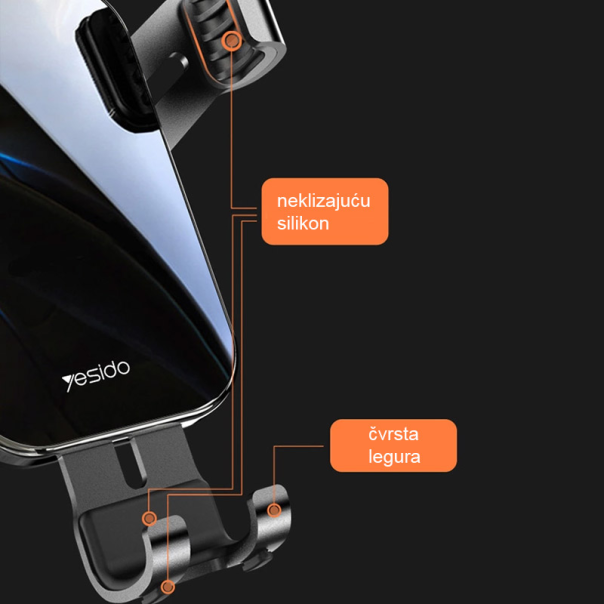 Auto držač za telefon Yesido C87 crni - 043890