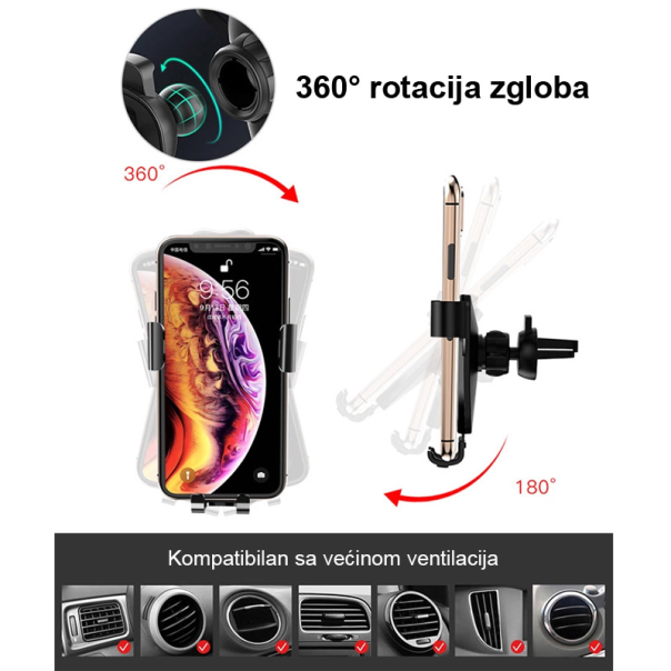 Auto držač za telefon Yesido C87 crni - 043890