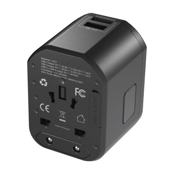 Univerzalni Multi Adapter Fantech TAC1 Power Cube 20W PD QC 3.0 20W crni - G213470