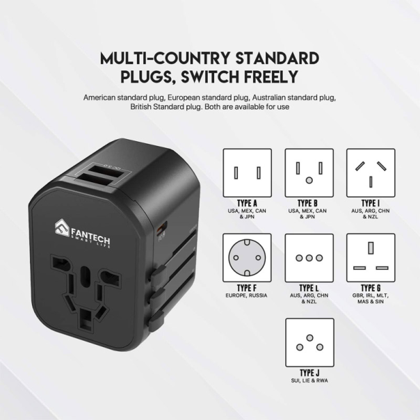 Univerzalni Multi Adapter Fantech TAC1 Power Cube 20W PD QC 3.0 20W crni - G213470