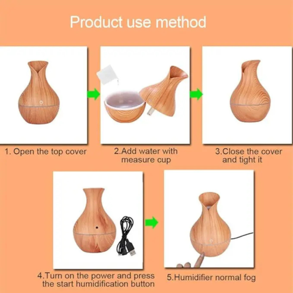 Ultrasonični aroma difuzer drvenog dizajna Braon - SOP052