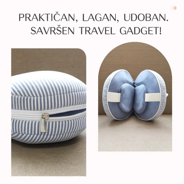 Travel set za spavanje 2u1 – jastuk za vrat + maska za oči, plavi - SOP095
