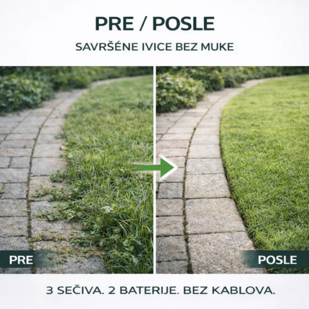 AKU Trimer za travu sa 2 baterije, 3 vrste sečiva i točkićima - EP2952375