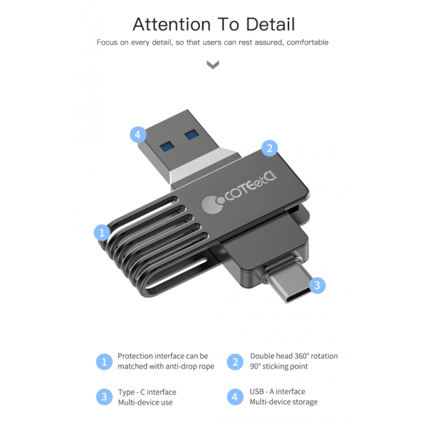 USB flash memorija Coteci CS8833 64GB USB 3.0/Type C - 223749